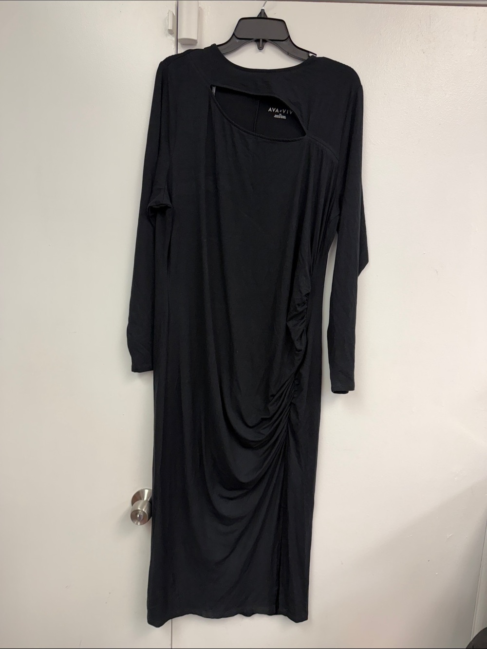 Ava & Viv Black Long Sleeve Ruched Midi Bodycon Dress xxl new plus size new